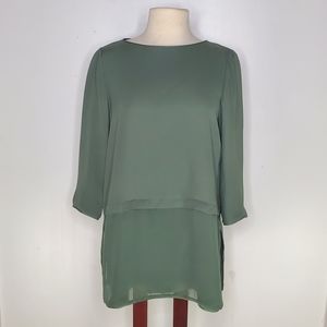 Lafayette 148 Olive Green Silk Blouse EUC M